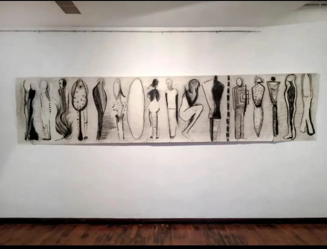 Draw Sleepers (dessin), dessin, 420 × 95 cm, 2013.