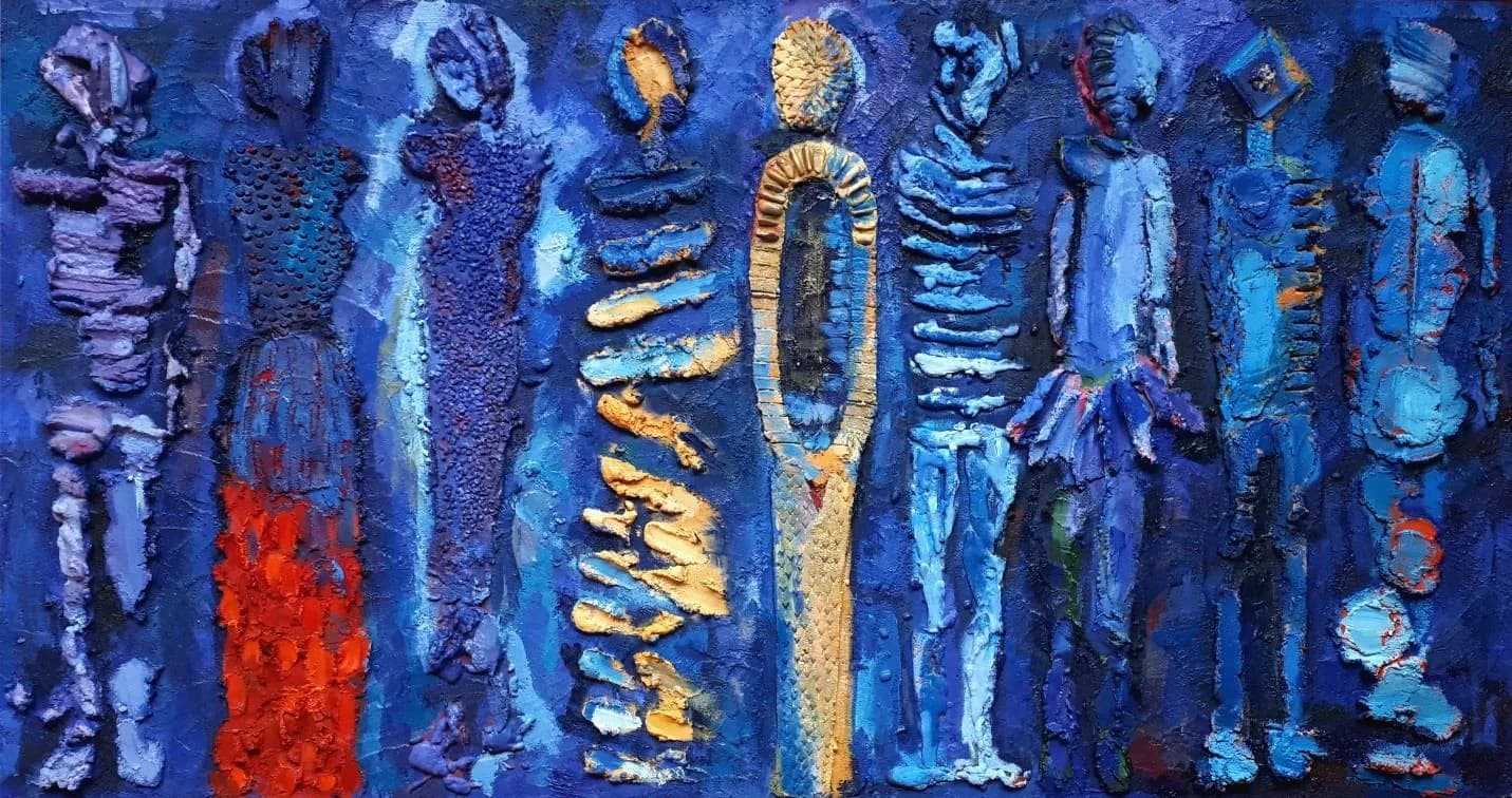 Byzantine Warriors #11, huile sur sable, 120 × 60 cm, 2019.