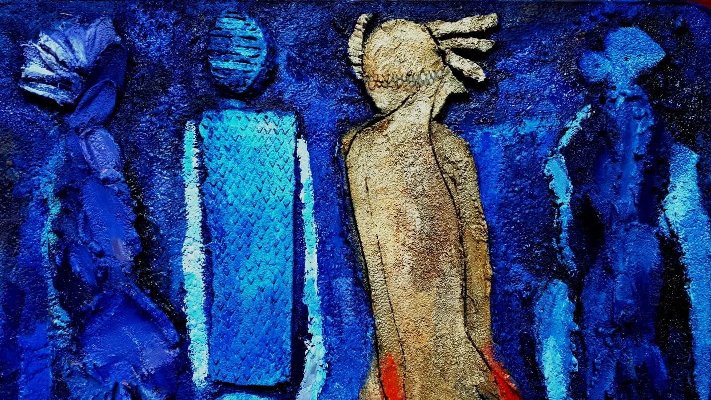 Byzantine Warriors #3, huile sur sable, 59 × 79 cm, 2019.