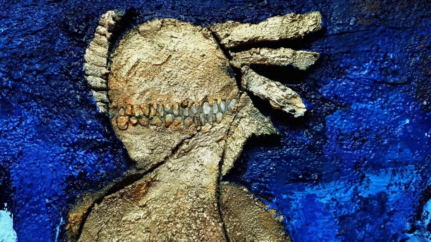 Byzantine Warriors #3, huile sur sable, 59 × 79 cm, 2019.