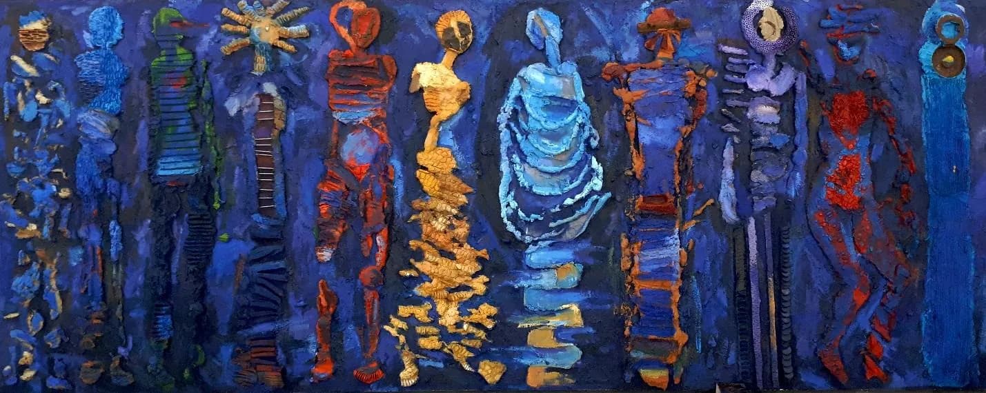 Byzantine Warriors #9, huile sur sable, 110 × 260 cm, 2019.