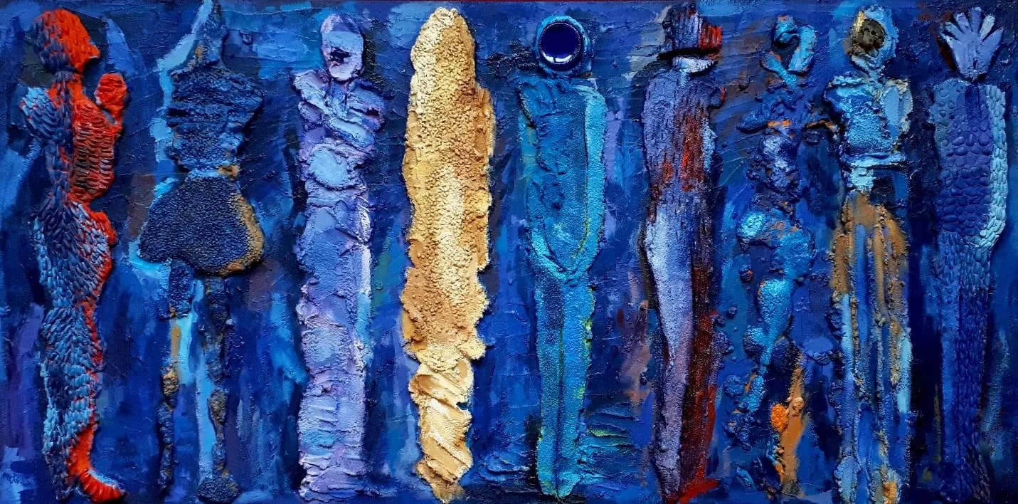 Byzantine Warriors #9, huile sur sable, 120 × 60 cm, 2019.