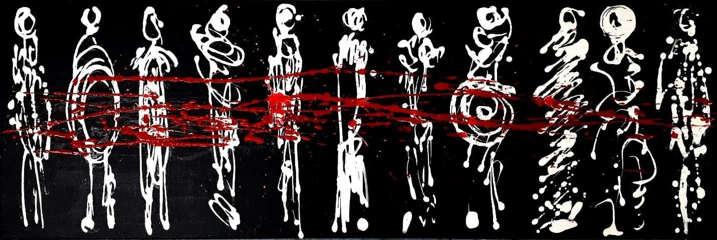 The Sleepers #36, émail sur toile, 160 × 40 cm, 2019.