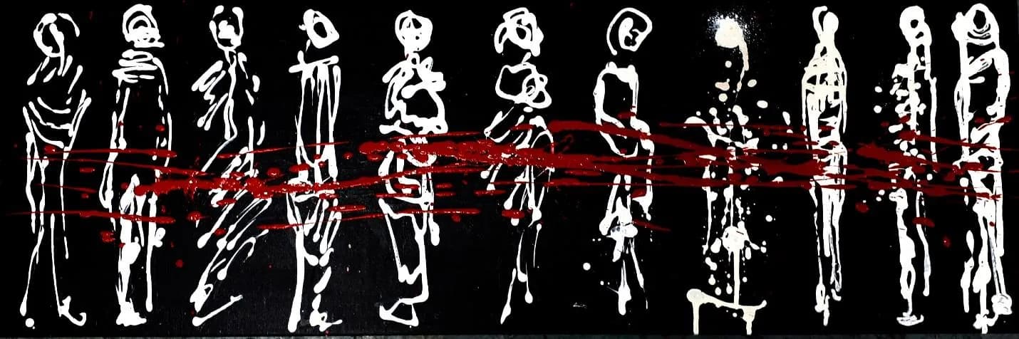 The Sleepers #37, émail sur toile, 160 × 40 cm, 2019.