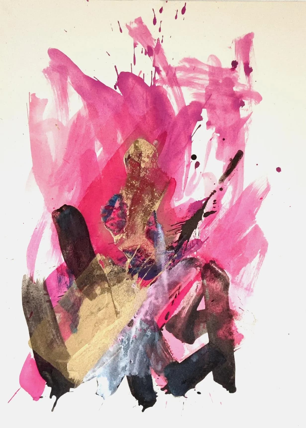 Aigue-marine #1, encre de Chine et sable noir sur carton bois, 80 × 60 cm, 2024.