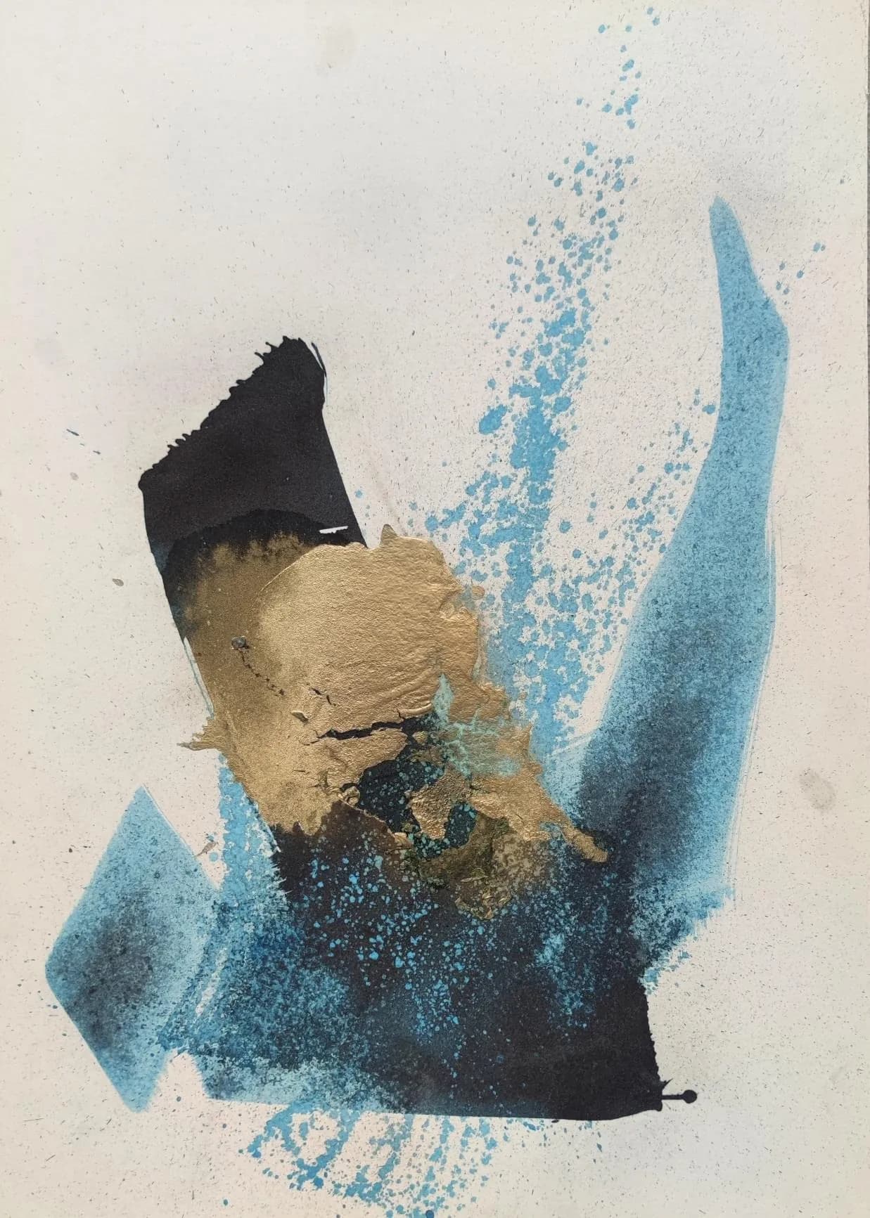 La voix, encre de Chine et sable noir sur carton bois, 80 × 60 cm, 2024.