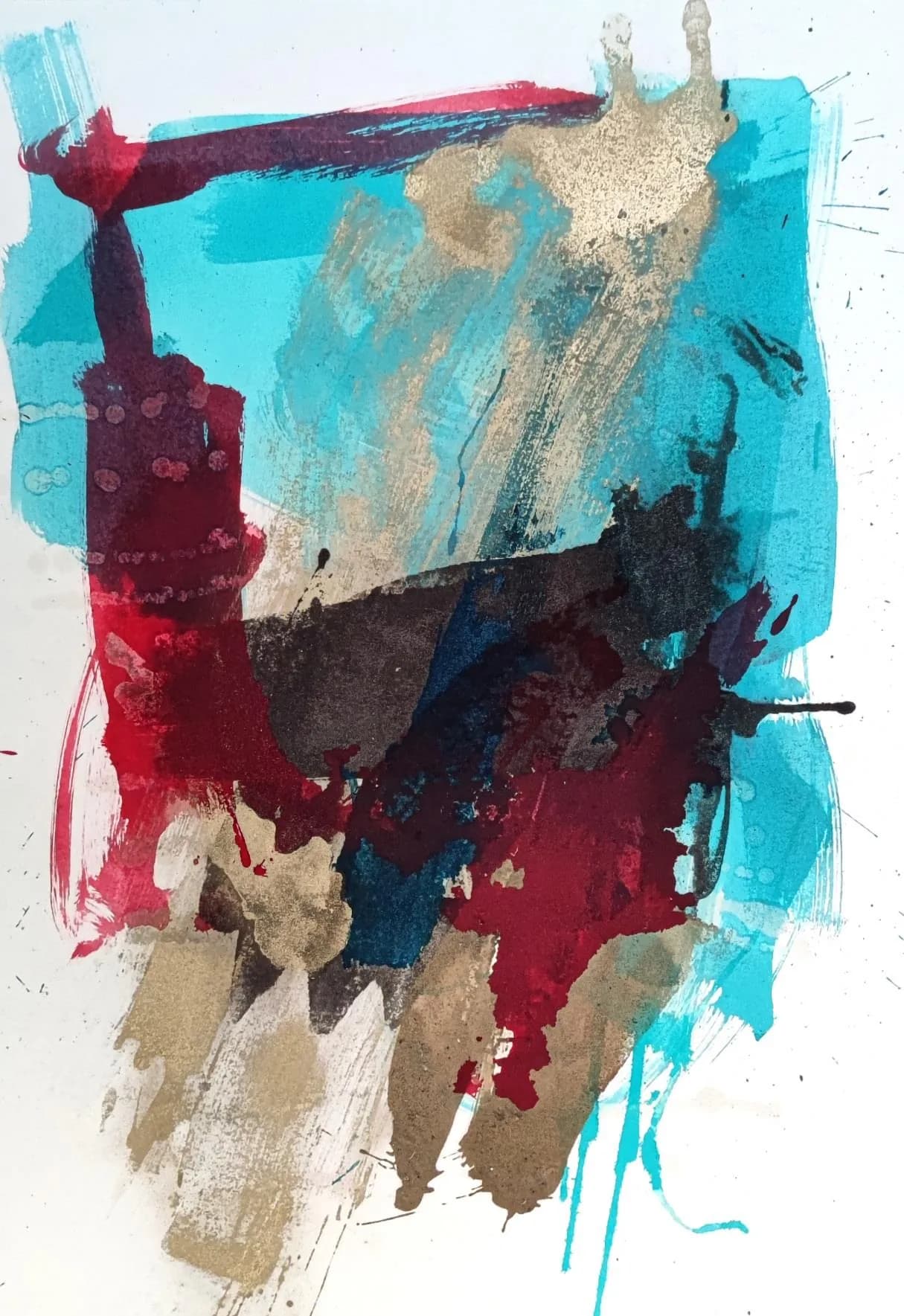 Transitions, encre de Chine et sable noir sur carton bois, 70 × 50 cm, 2024.